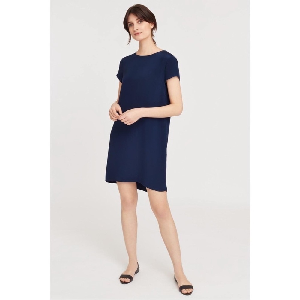 Cuyana Silk Tee Dress Jewel Blue Size XS